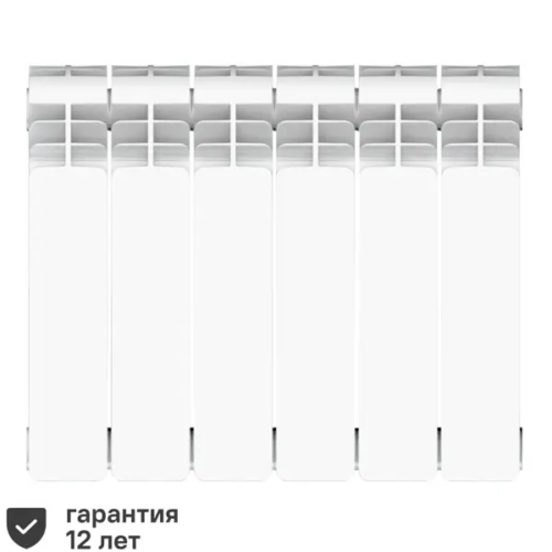 Радиатор секционный Equation Aluminium 350/90 6 секций боковое подключение алюминий белый