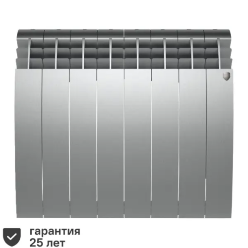 Радиатор секционный Royal Thermo Biliner 500/87 8 секций боковое подключение биметалл серый