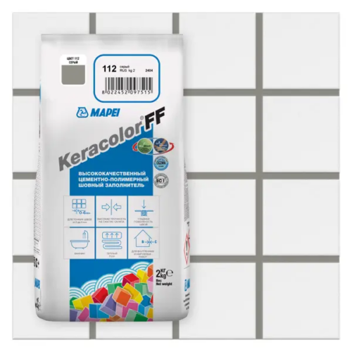 Затирка цементная Mapei Keracolor FF 112 цвет серый 2 кг