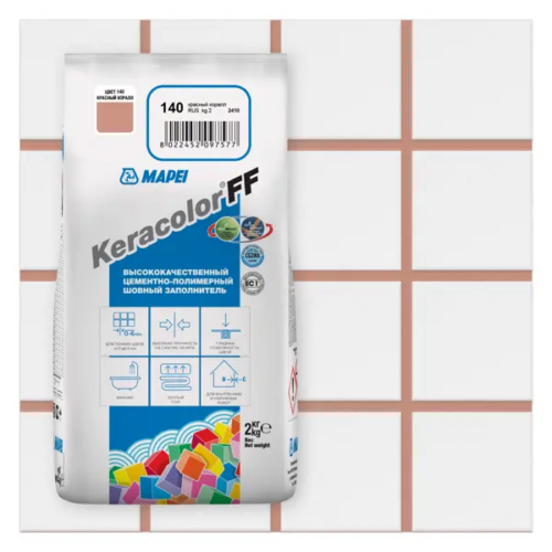 Затирка цементная Mapei Keracolor FF 140 цвет красный коралл 2 кг