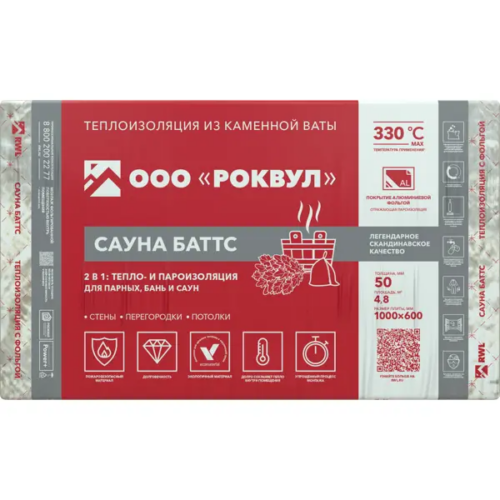 Утеплитель Rockwool Сауна баттс 50 мм 4.8 м²