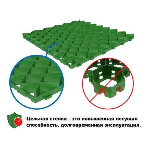 Газонная решётка 60x60 см С250 пластик цвет зелёный