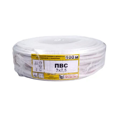 Провод Промэко ПВС 3x2.5 100 м ГОСТ цвет белый