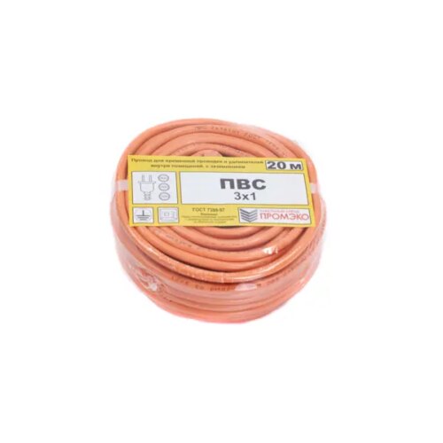 Провод Промэко ПВС 3x1 20 м ГОСТ цвет оранжевый