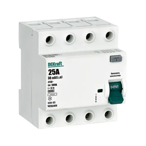 УЗО Dekraft 4P 25 A 30 мА 6 кА AC 14233DEK