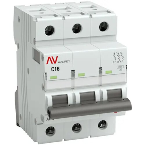 Автоматический выключатель EKF Averes AV-6 3P C16 А 6 кА mcb6-3-16C-av