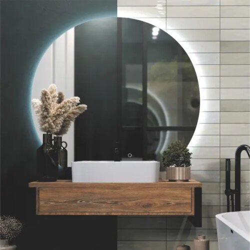 Зеркало для ванной Omega Glass Эклипс SD46 с подсветкой 97x110 см 1/2 круга