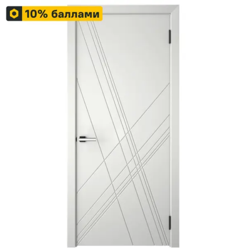 Дверь межкомнатная глухая Графика Х 90x200 см эмаль белый с замком и петлями