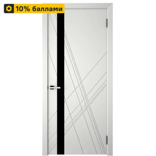 Дверь межкомнатная со стеклом Графика Х 80x200 см эмаль белый с замком и петлями