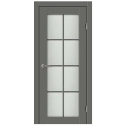 Дверь межкомнатная со стеклом Пьемонт 90x200 см Hardflex цвет стиппл грей с замком и петлями