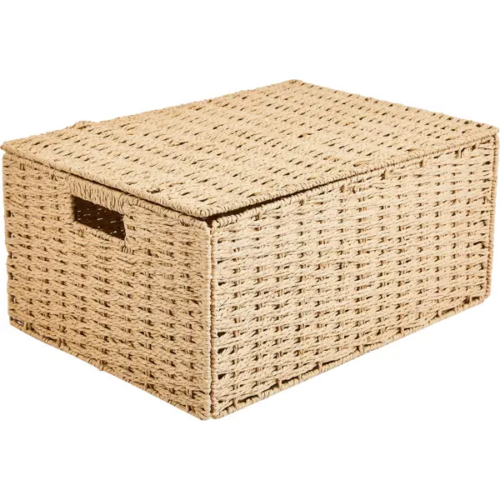 Корзина с крышкой для хранения 45x21x33 см бумага цвет бежевый
