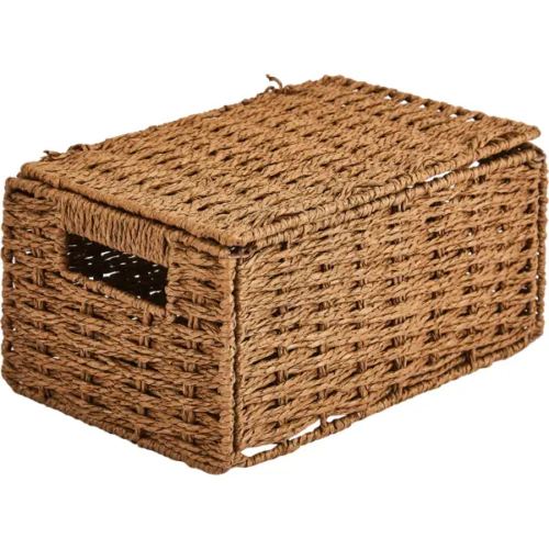 Корзина с крышкой для хранения 30x15x18 см бумага цвет коричневый