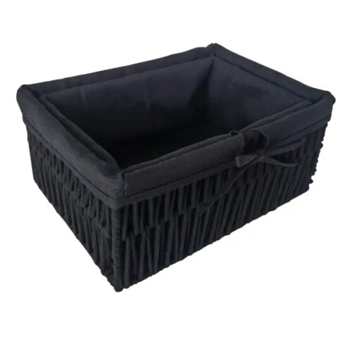 Корзина для хранения 34x15x24 см хлопок цвет черный 2 шт